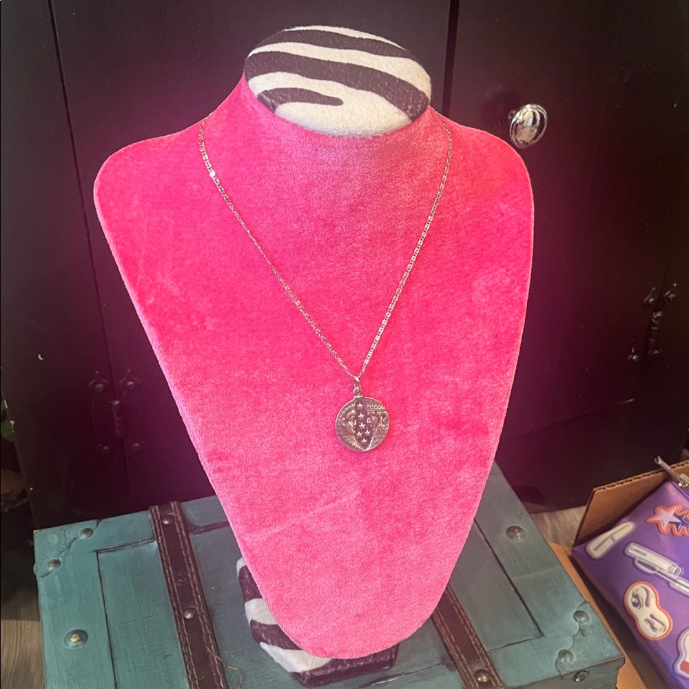 Sterling Silver Moon & Stars unique faces pendant w/chain necklace